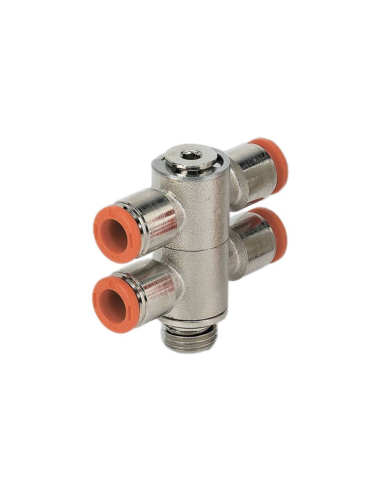 Racor giratorio doble 2 cuerpos M5 tubo diámetro 4mm - Metal Work|adajusa