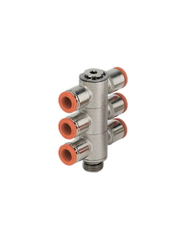 Racor giratorio doble 3 cuerpos 1/8 tubo diámetro 4mm - Metal Work|adajusa