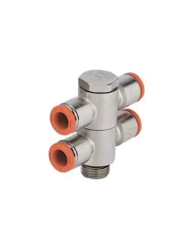 Racor orientable doble 2 cuerpos 1/8 tubo diámetro 4mm - Metal Work|adajusa