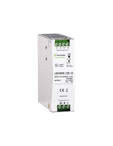 Fuente alimentación carril DIN 12Vcc 120W Tracon | Adajusa
