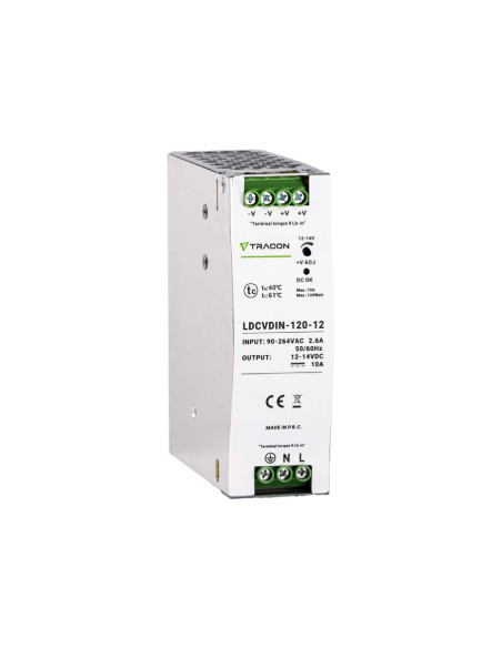Fuente alimentación carril DIN 12Vcc 120W Tracon | Adajusa