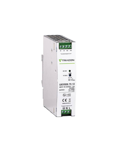 Fuente alimentación carril DIN 12Vcc 75W Tracon | Adajusa