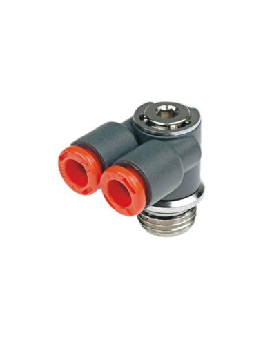 Y side fitting 1/4 tube diameter 6mm technopolymer - Metal Work