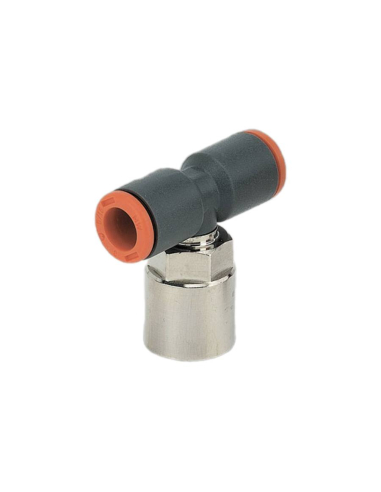 Racor T giratorio con rosca central hembra 1/8 tubo 6mm tecnopolímero - Metal Work|adajusa