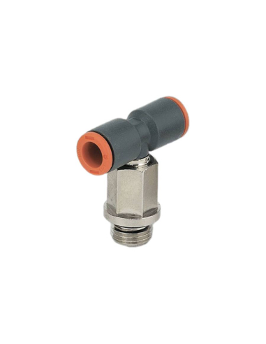 Racor T giratorio con rosca central prolongado 1/4 tubo 6mm tecnopolímero - Metal Work|adajusa