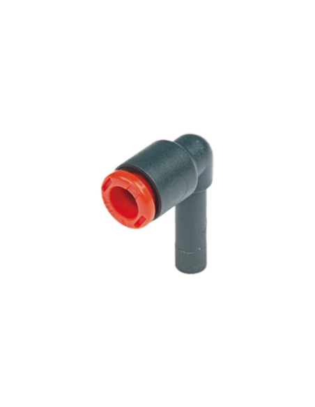 Racor L tubo 6mm con espiga corta 6mm tecnopolímero - Metal Work|adajusa