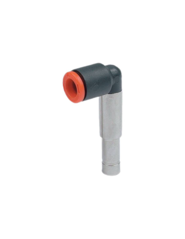 Racor L tubo 6mm con espiga larga 6mm tecnopolímero - Metal Work|adajusa