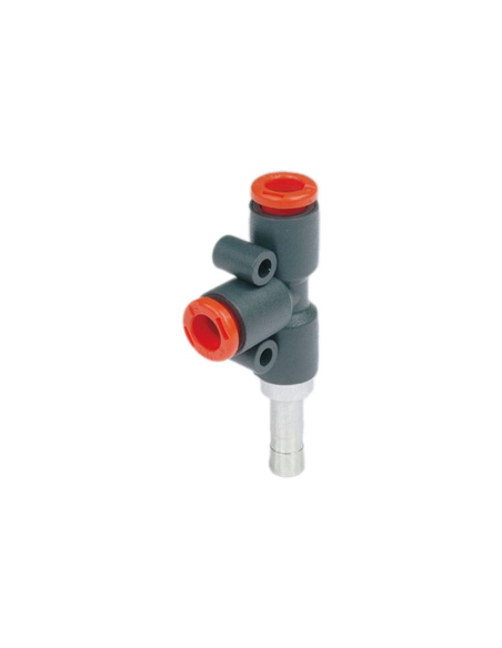 Racor T tubo 6mm con adaptador lateral 6mm tecnopolímero - Metal Work|adajusa