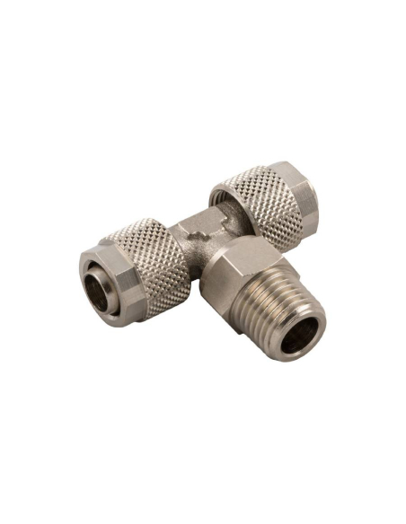 Adjustable T-fitting with 1/4" conical central thread, tube 8/6, 1000 Series - Aignep | ADAJUSA