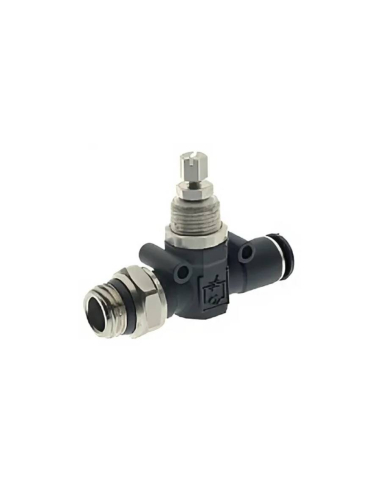 Regulador de caudal unidireccional macho short 3/8 - tubo 10mm para cilíndro - Aignep|adajusa
