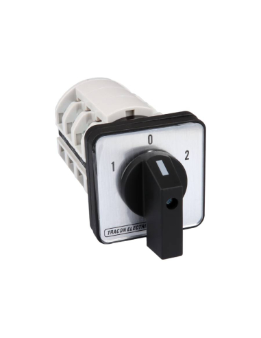 Three-phase cam switch 3 poles 25A 1-0-2 black handle (60º)
