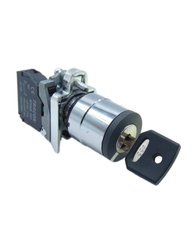2-position metal key selector OFF-ON 1 open contact (NA) complete