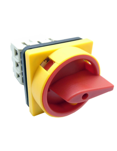 Interruptor-seccionador trifásica 3 pólos 20A ON-OFF amarelo-vermelho