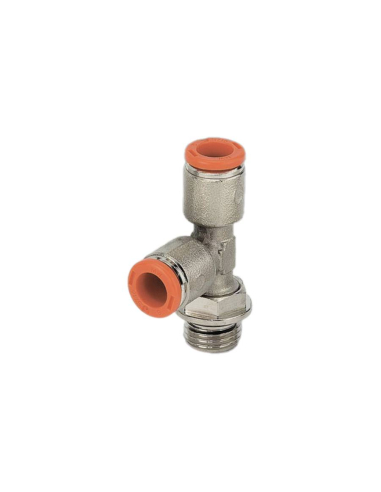 Conexão giratória em T com rosca lateral 1/8 tubo 8mm - Metal Work