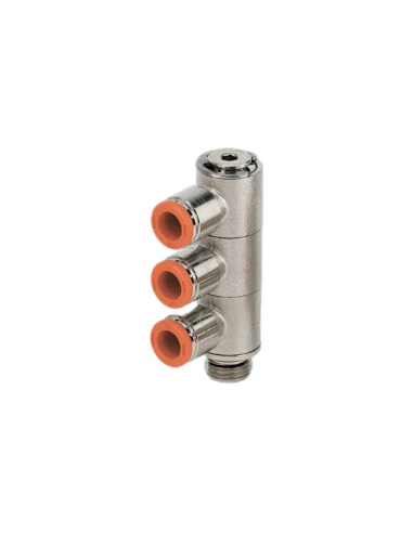 Encaixe giratório de 3 corpos 1/4 diâmetro do tubo 8mm - Metal Work