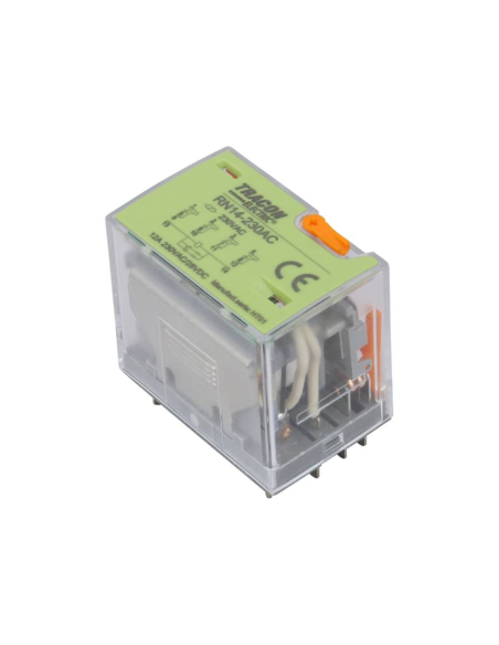Relé miniatura 24Vcc 4 contactos 12A indicación luminosa Tracon | Adajusa