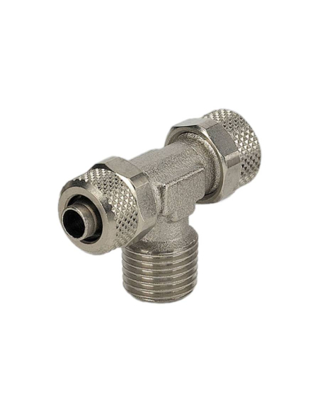 T-piece with male central thread conical 1/4 tube 8/6 Series C - Metal Work | ADAJUSA