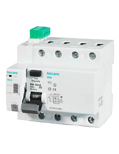 Differential 4-pole self-resetting 25A 30mA Class A-SI - Toscano