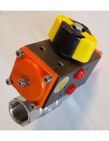 Válvula 3/8 2/2 vías con actuador rotativo neumático