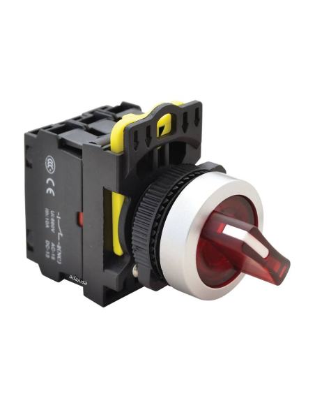 Red luminous selector 2 positions with return 1NA+1NC 22mm NYK3-SL24R | ADAJUSA | price