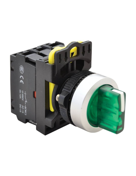 Green luminous selector 3 positions with return 2NA 22mm NYK3-SL34G : ADAJUSA : price