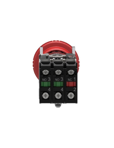 Mushroom stop button diameter 40 metallic 2NC+1NO XB4 SCHNEIDER : ADAJUSA : price