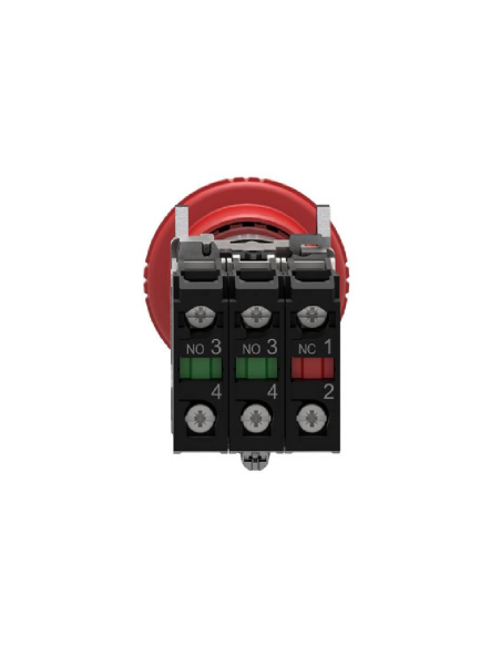 Mushroom stop button diameter 40 metallic 2NC+1NO XB4 SCHNEIDER : ADAJUSA : price