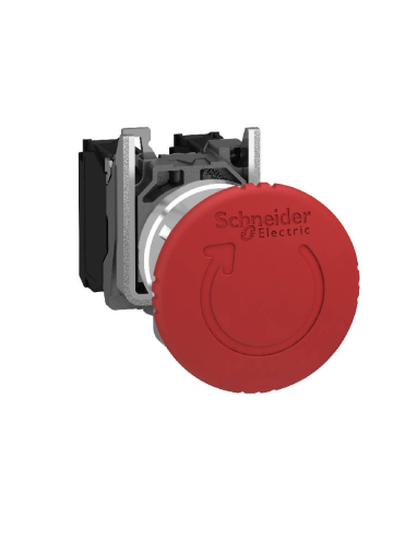 Mushroom stop button diameter 40 metallic 2NC+1NO XB4 SCHNEIDER : ADAJUSA : price