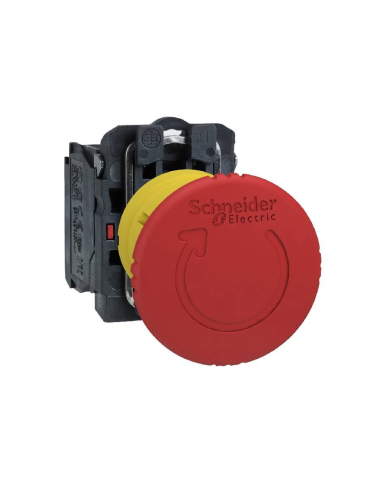 Pulsador parada de emergencia 40mm pulsar-girar Schneider | Adajusa