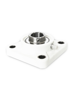 Soporte cuadrado blanco en termoplástico con rodamiento INOX eje 30mm SSUC-206 - ISB|adajusa