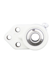 Soporte de brida blanco en termoplástico con rodamiento INOX eje 25mm SSUC-205 - ISB|adajusa