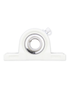 Soporte de pie blanco en termoplástico con rodamiento INOX eje 25mm SSUC-205 - ISB|adajusa