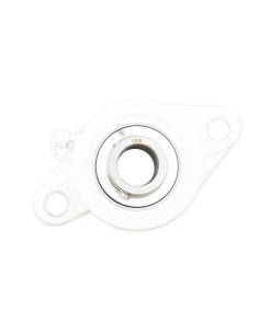 Soporte ovalado blanco en termoplástico con rodamiento INOX eje 25mm SSUC-205 - ISB|adajusa
