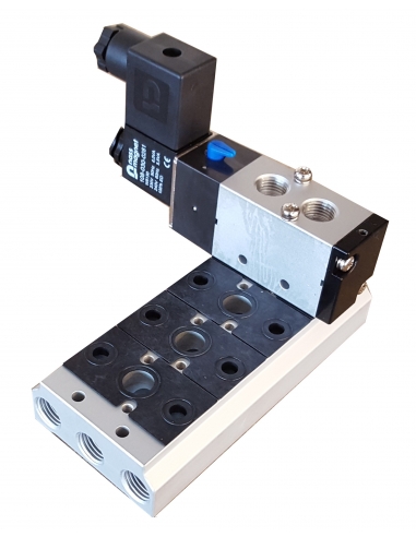 Base múltiple para electroválvulas de 1/8 y 1/4 5 vías Mindman serie 220 - ADAJUSA