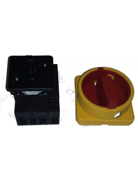 Interruptor 4 polos 25A Tamaño 67 mando amarillo-rojo