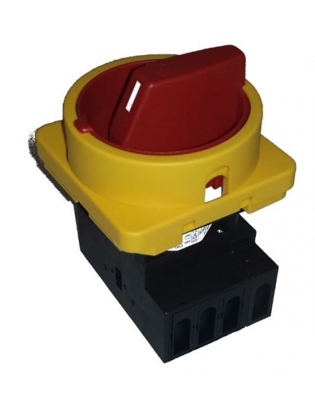 Interruptor 4 polos 25A Tamaño 67 mando amarillo-rojo