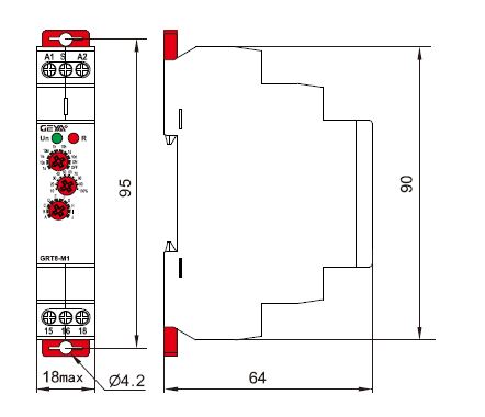 Dimensiones temporizador GRT8-M