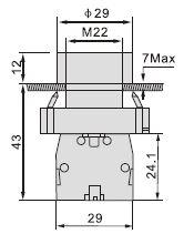 Abmessungen des elektrischen Drucktasters XB2