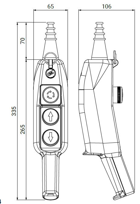Dimensiones botonera P03-1 Giovenana adajusa