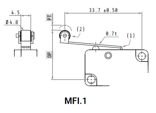 Dimensions du micro-interrupteur MFI-1