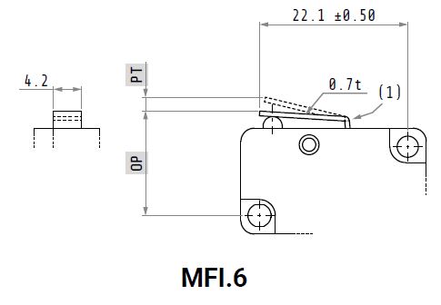 Dimensions du micro-interrupteur MFI-6
