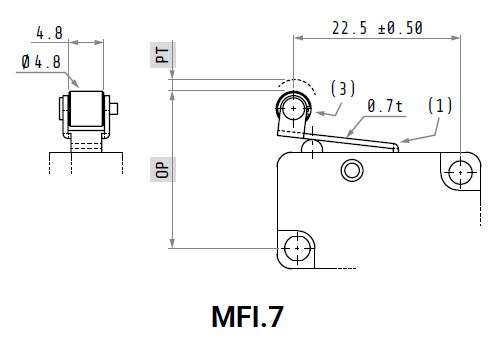 Dimensions du micro-interrupteur MFI-7