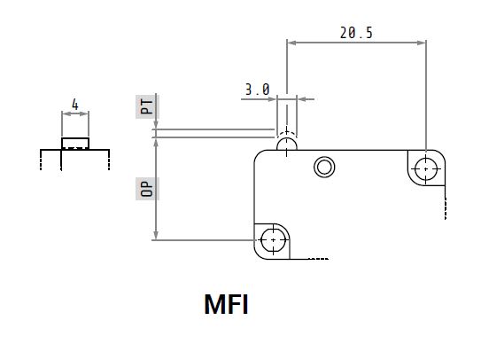 Dimensiones microruptor MFI