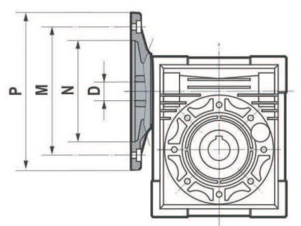 Dimensiones brida entrada reductor sinfin corona