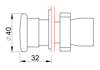 Dimensiones pulsador emergencia diametro 40 adajusa