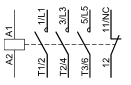 Schema elettrico contattore trifase con contatto ausiliario chiuso