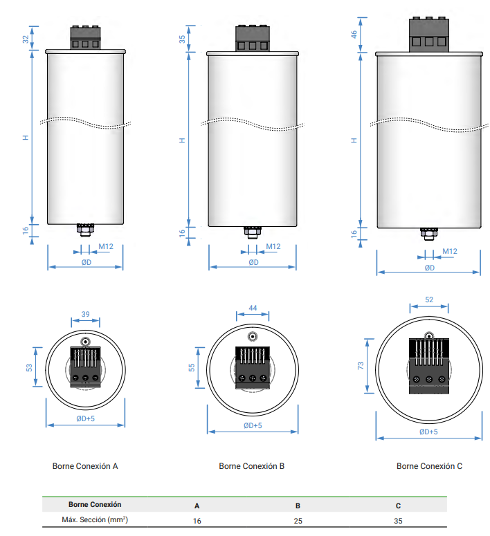 Dimensões do capacitor para reagente Adajusa ZEZ Silko