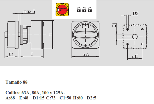 Dimensiones interruptor transpanel 48x48