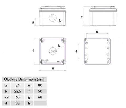 Dimensiones caja botonera 1 pulsador aluminio BT4-1001-0017 adajusa-es
