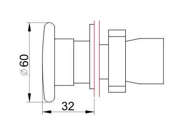 Dimensioni pulsante di emergenza diametro 60 mm in metallo adajusa